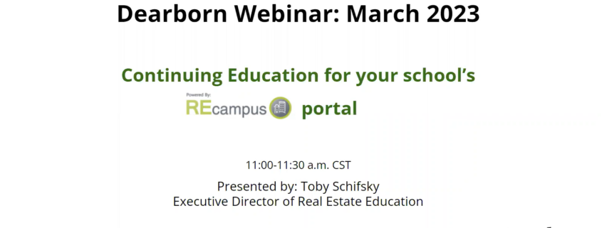 Continuing Education for Your School's REcampus Portal